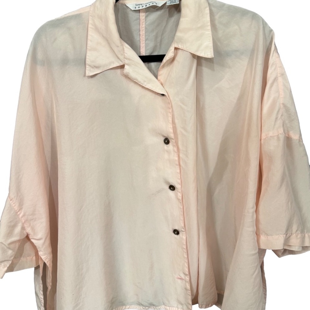 Express pink silk shirt
